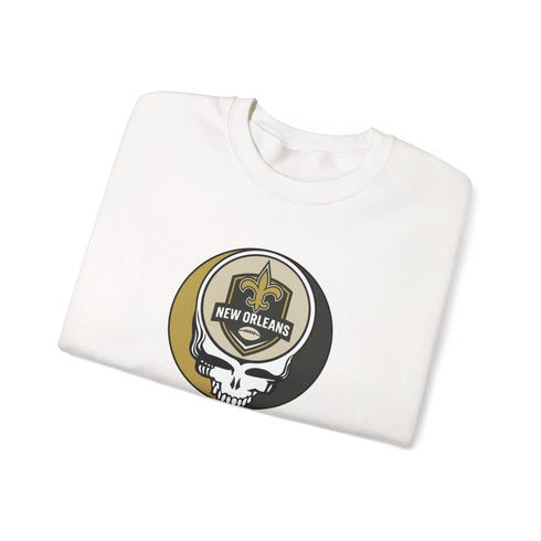 Grateful Dead - New Orleans Saints Grateful Dead Stealie Crewneck Sweatshirt - StealieShop