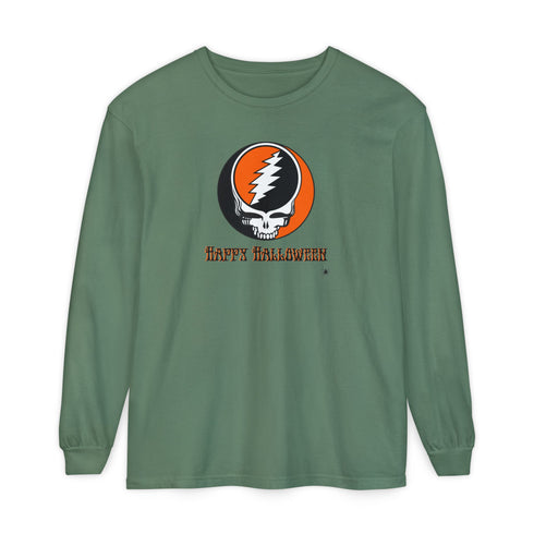 Happy Halloween Stealie Garment-Dyed Long Sleeve T-Shirt