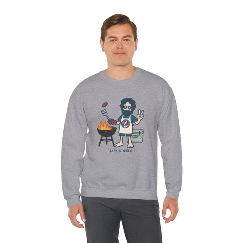 Grateful Dead - Grillin' Jerry | Life is dead. Crewneck Sweatshirt - StealieShop