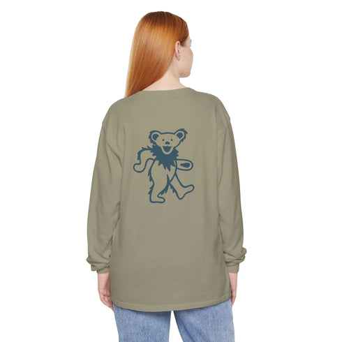 Grateful Dead - Grateful Dead Dancing Bear Two-Sided Vineyard Collection Garment-Dyed Long Sleeve T-Shirt - StealieShop