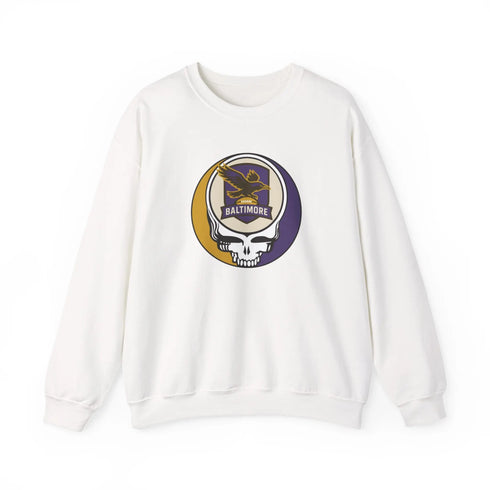 Grateful Dead - Baltimore Ravens Grateful Dead Stealie Crewneck Sweatshirt - NFL - StealieShop