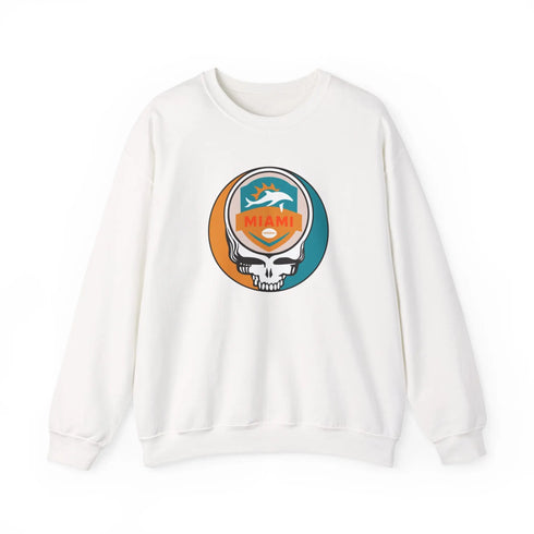 Grateful Dead - Miami Dolphins Grateful Dead Stealie Crewneck Sweatshirt - NFL - StealieShop