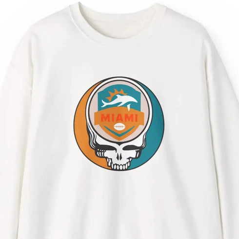 Grateful Dead - The Gridiron Collection: Miami Dolphins Grateful Dead Stealie Crewneck Sweatshirt - NFL - StealieShop