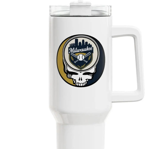 Grateful Dead - Milwaukee Brewers "Fat Man" Tumbler, Double Insulated 40oz Travel Mug - StealieShop