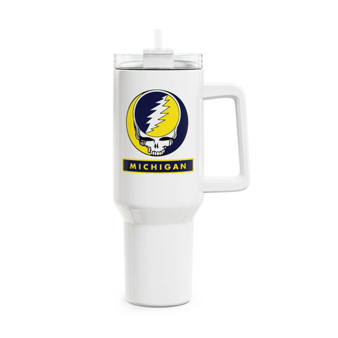 Grateful Dead - University of Michigan Stealie "Fat Man" Tumbler, Double Insulated 40oz Travel Mug - StealieShop