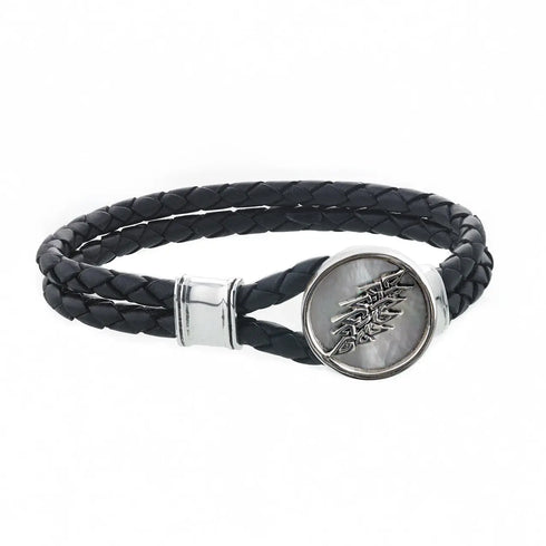 Grateful Dead - 13 Point Lightning Bolt Sterling Silver Leather Bracelet - StealieShop