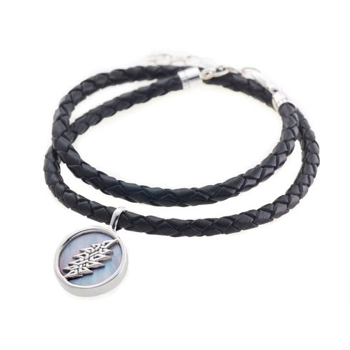 Grateful Dead - 13 Point Lightning Bolt Sterling Silver Charm Woven Leather Necklace - StealieShop