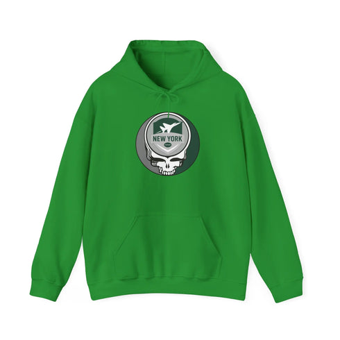 Grateful Dead - New York Jets Stealie Grateful Dead Hooded Sweatshirt - NFL - StealieShop