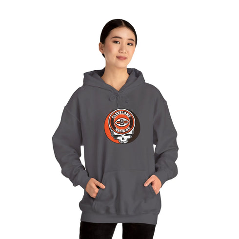 Cleveland Browns Grateful Dead Hooded Sweatshirt - NFL Fan Apparel - StealieShop