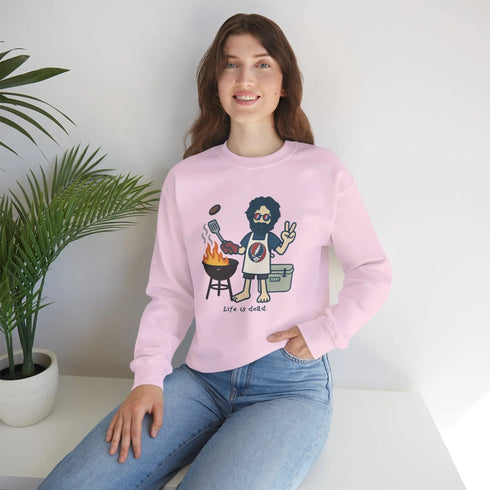 Grateful Dead - Grillin' Jerry | Life is dead. Crewneck Sweatshirt - StealieShop