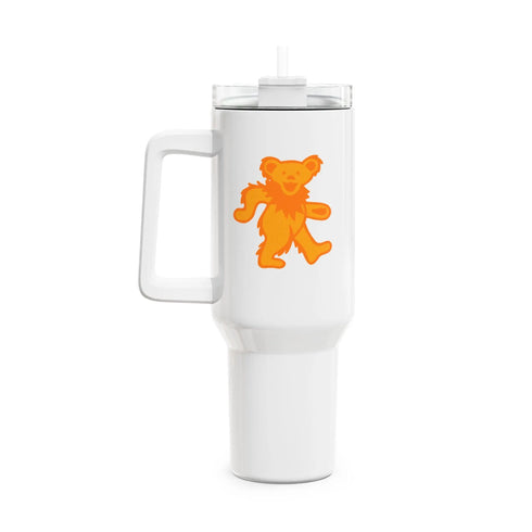 Grateful Dead - Orange Dancing Bear "Fat Man" Tumbler, Double Insulated 40oz Travel Mug - StealieShop