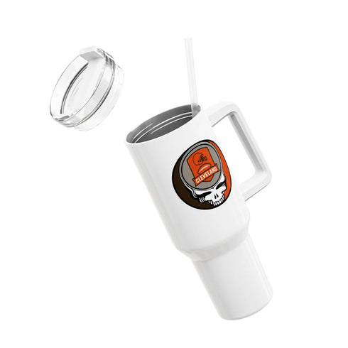Grateful Dead - Cleveland Browns Stealie "Fat Man" Tumbler, Double Insulated 40oz Travel Mug - NFL - StealieShop