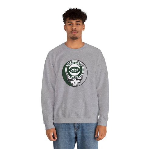 Grateful Dead - New York Jets Grateful Dead Stealie Crewneck Sweatshirt - StealieShop