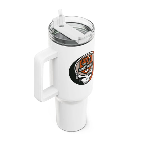 Grateful Dead - Cincinnati Bengals Stealie "Fat Man" Tumbler, Double Insulated 40oz Travel Mug - NFL - StealieShop