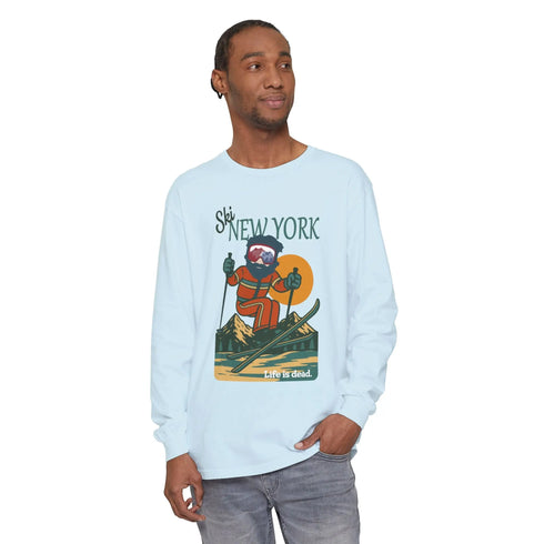Grateful Dead - Ski New York - Life is dead. Mountain Collection Garment-Dyed Long Sleeve T-Shirt - StealieShop