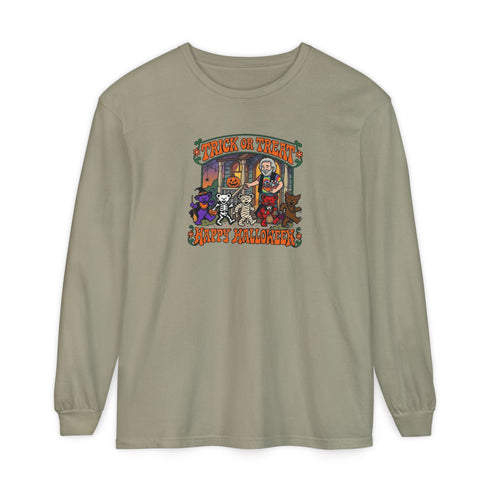 Trick-Or-Treating at Jerry's Place Garment-Dyed Long Sleeve T-Shirt
