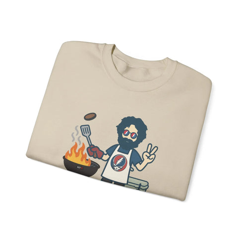 Grateful Dead - Grillin' Jerry | Life is dead. Crewneck Sweatshirt - StealieShop