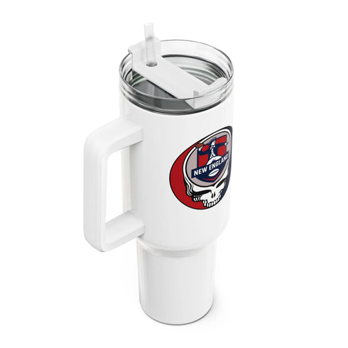 Grateful Dead - New England Patriots Stealie "Fat Man" Tumbler, Double Insulated 40oz Travel Mug - NFL - StealieShop