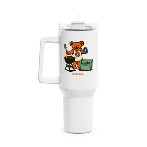 Grateful Dead - Grillin' Bear Life is dead. "Fat Man" Tumbler, Double Insulated 40oz Travel Mug - StealieShop