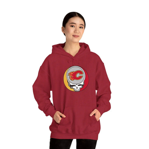 Calgary Flames Grateful Dead Unisex Heavy Blend Hoodie - StealieShop
