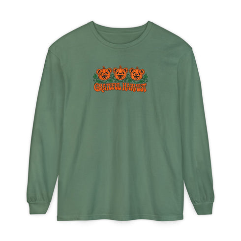 Pumpkin Bears Garment-Dyed Long Sleeve T-Shirt