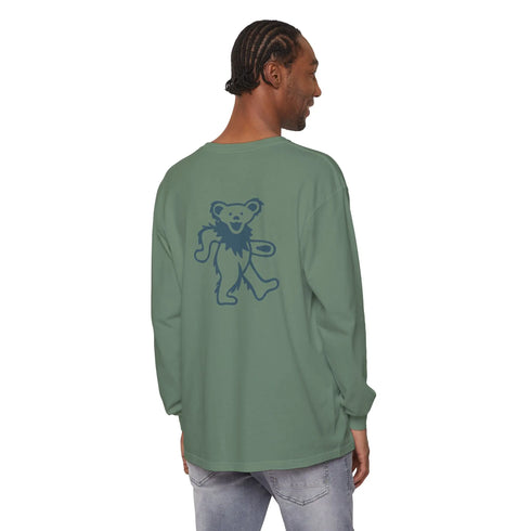 Grateful Dead - Grateful Dead Dancing Bear Two-Sided Vineyard Collection Garment-Dyed Long Sleeve T-Shirt - StealieShop