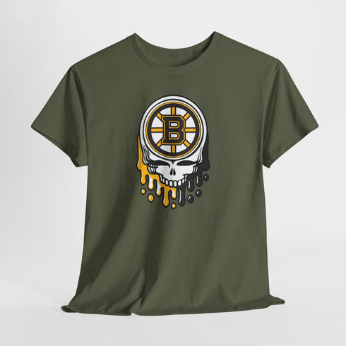 Boston Hockey Dripping Stealie Unisex Heavy Cotton Tee