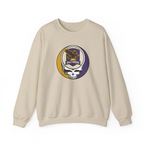 Grateful Dead - Baltimore Ravens Grateful Dead Stealie Crewneck Sweatshirt - NFL - StealieShop