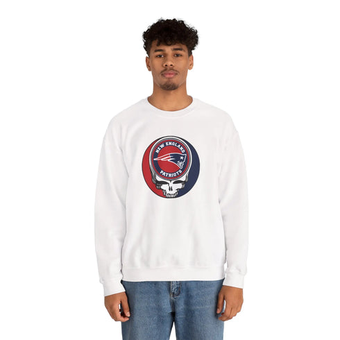 Grateful Dead - New England Patriots Grateful Dead Stealie Crewneck Sweatshirt - StealieShop