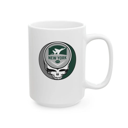 Grateful Dead - New York Jets Stealie Ceramic Coffee Mug - NFL - StealieShop