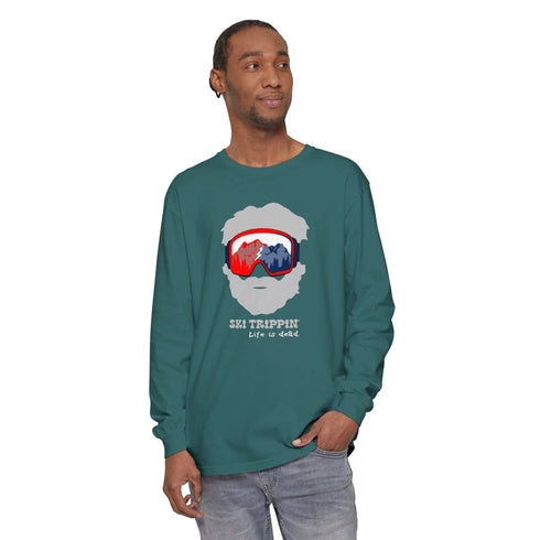 Ski Trippin' Jerry Unisex Garment-dyed Long Sleeve T-Shirt StealieShop