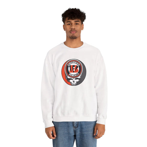 Grateful Dead - Cincinnati Bengals Grateful Dead Stealie Crewneck Sweatshirt - StealieShop