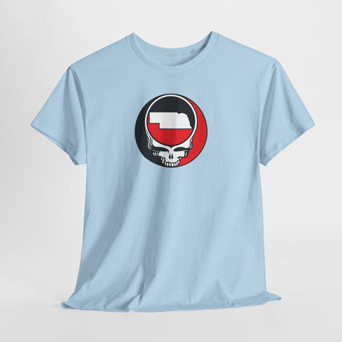 Nebraska Map Stealie Black & Red Grateful Dead T-Shirt