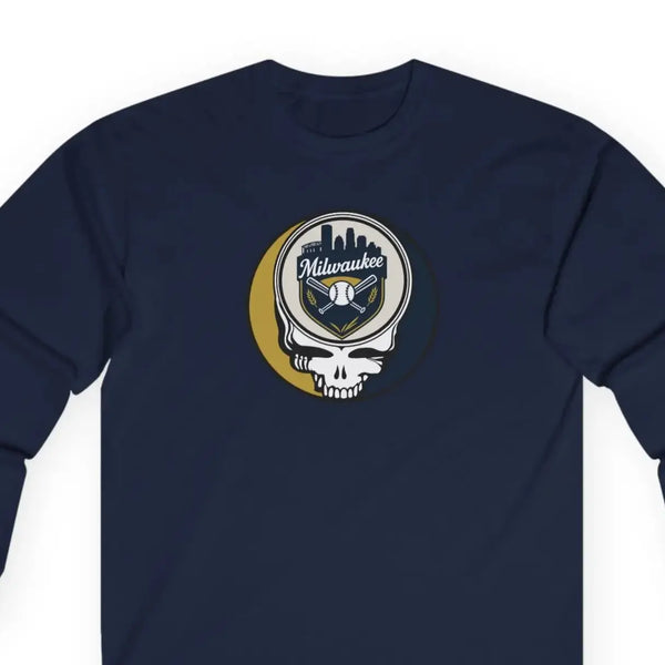 Grateful Dead - Milwaukee Brewers Classic Stealie Long Sleeve Tee - MLB - StealieShop