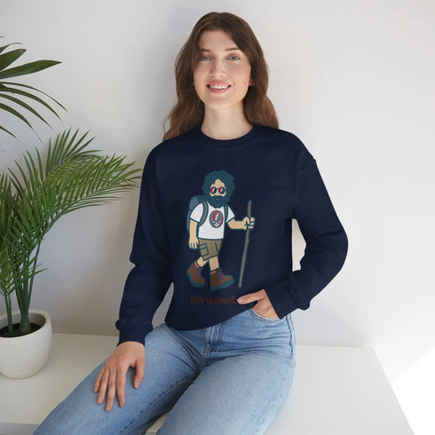 Grateful Dead - Hikin' Jerry | Life is dead. Crewneck Sweatshirt - StealieShop