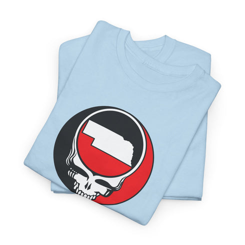 Nebraska Map Stealie Black & Red Grateful Dead T-Shirt