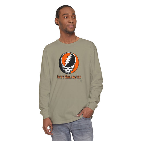 Happy Halloween Stealie Garment-Dyed Long Sleeve T-Shirt