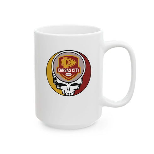 Grateful Dead - Kansas City Chiefs Stealie Ceramic Coffee Mug - NFL - StealieShop