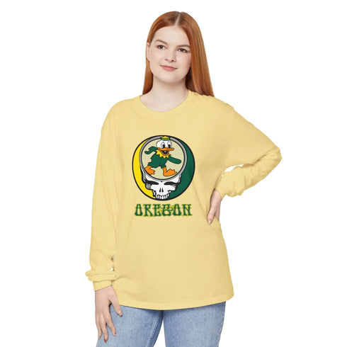 Grateful Dead - Oregon Dancing Duck Vineyard Collection Unisex Garment-Dyed Long Sleeve - StealieShop