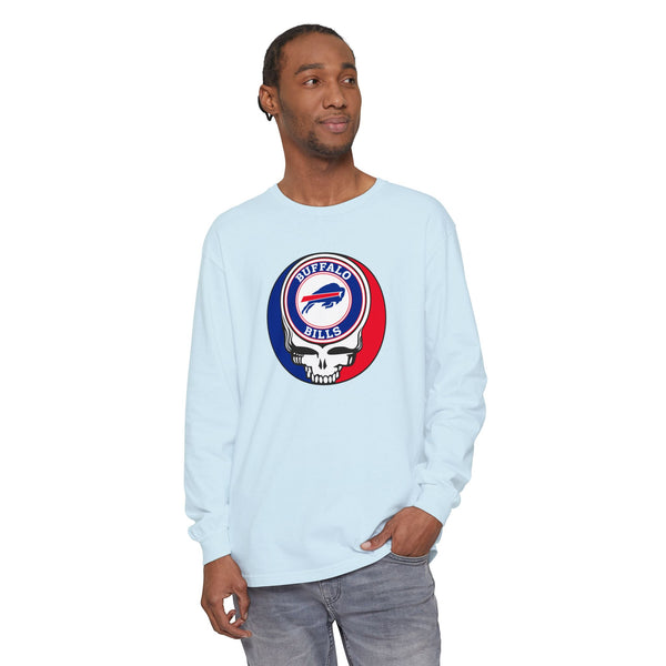 Buffalo Bills Logo Stealie Grateful Dead Unisex Garment-Dyed Long Sleeve T-Shirt