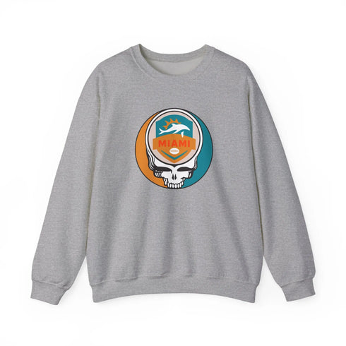 Grateful Dead - Miami Dolphins Grateful Dead Stealie Crewneck Sweatshirt - NFL - StealieShop