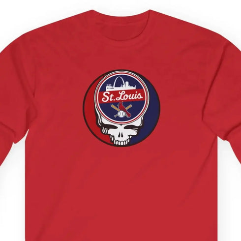 Grateful Dead - The Ballpark Collection: St. Louis Baseball Edition Classic Stealie Long Sleeve Tee - MLB - StealieShop