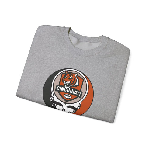 Grateful Dead - Cincinnati Bengals Grateful Dead Stealie Crewneck Sweatshirt - NFL - StealieShop