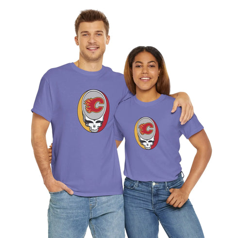 Calgary Flames Grateful Dead Steal Your Face T-Shirt - NHL - StealieShop