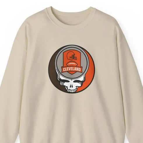 Grateful Dead - Cleveland Browns Grateful Dead Stealie Crewneck Sweatshirt - NFL - StealieShop