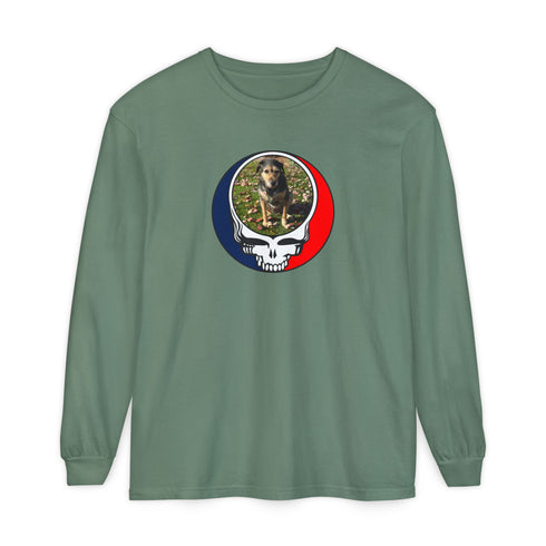 Custom Dog Stealie Garment-Dyed Long Sleeve T-Shirt (165)