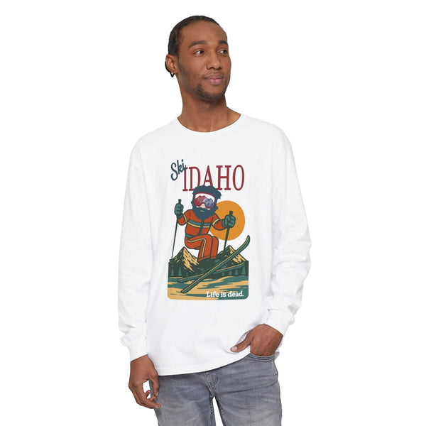 Grateful Dead - Ski Idaho - Life is dead. Mountain Collection Garment-Dyed Long Sleeve T-Shirt - StealieShop