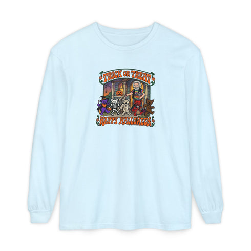 Trick-Or-Treating at Jerry's Place Garment-Dyed Long Sleeve T-Shirt