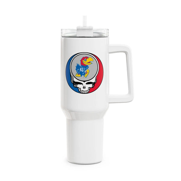 Grateful Dead - University of Kansas Stealie "Fat Man" Tumbler, Double Insulated 40oz Travel Mug - StealieShop