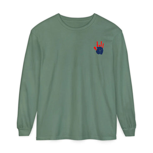 Grateful Dead - Jerry's Hand Two-Sided Vineyard Collection Garment-dyed Long Sleeve T-Shirt - StealieShop